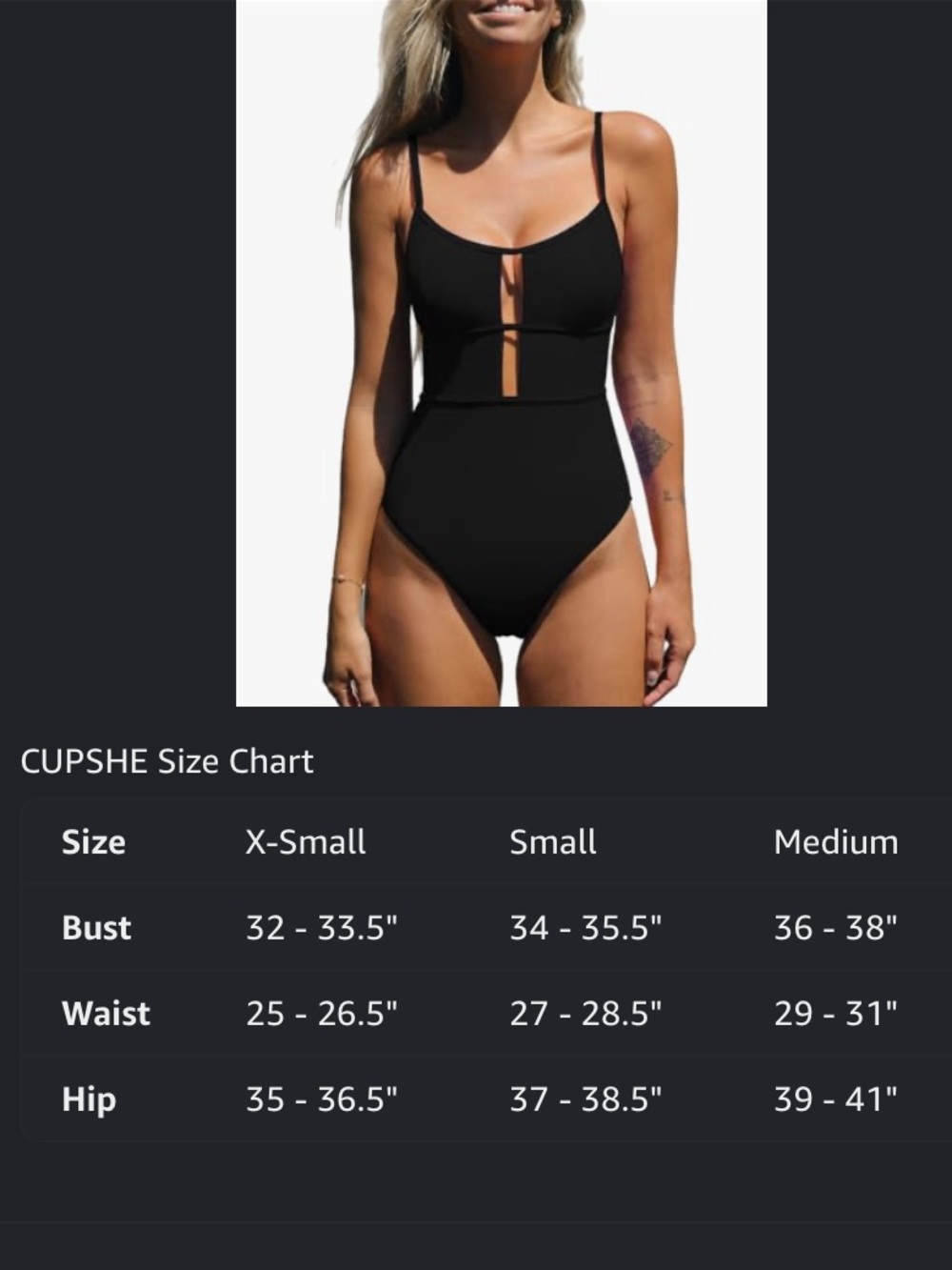 NWT- Cupshe Black Cutout One-Piece Swimsuit - Picture 7 of 9
